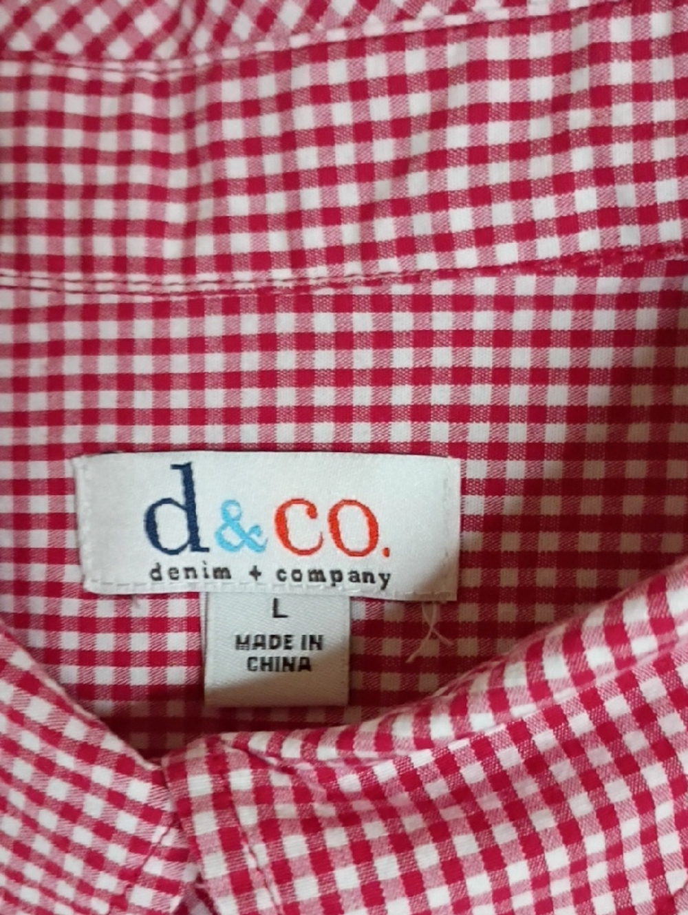 Red Gingham Button-Front Shirt Dress By D&Co - Picture 5 of 8